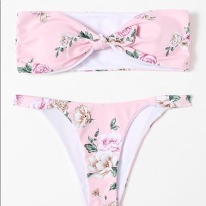 Tube top floral bathing suit runs small